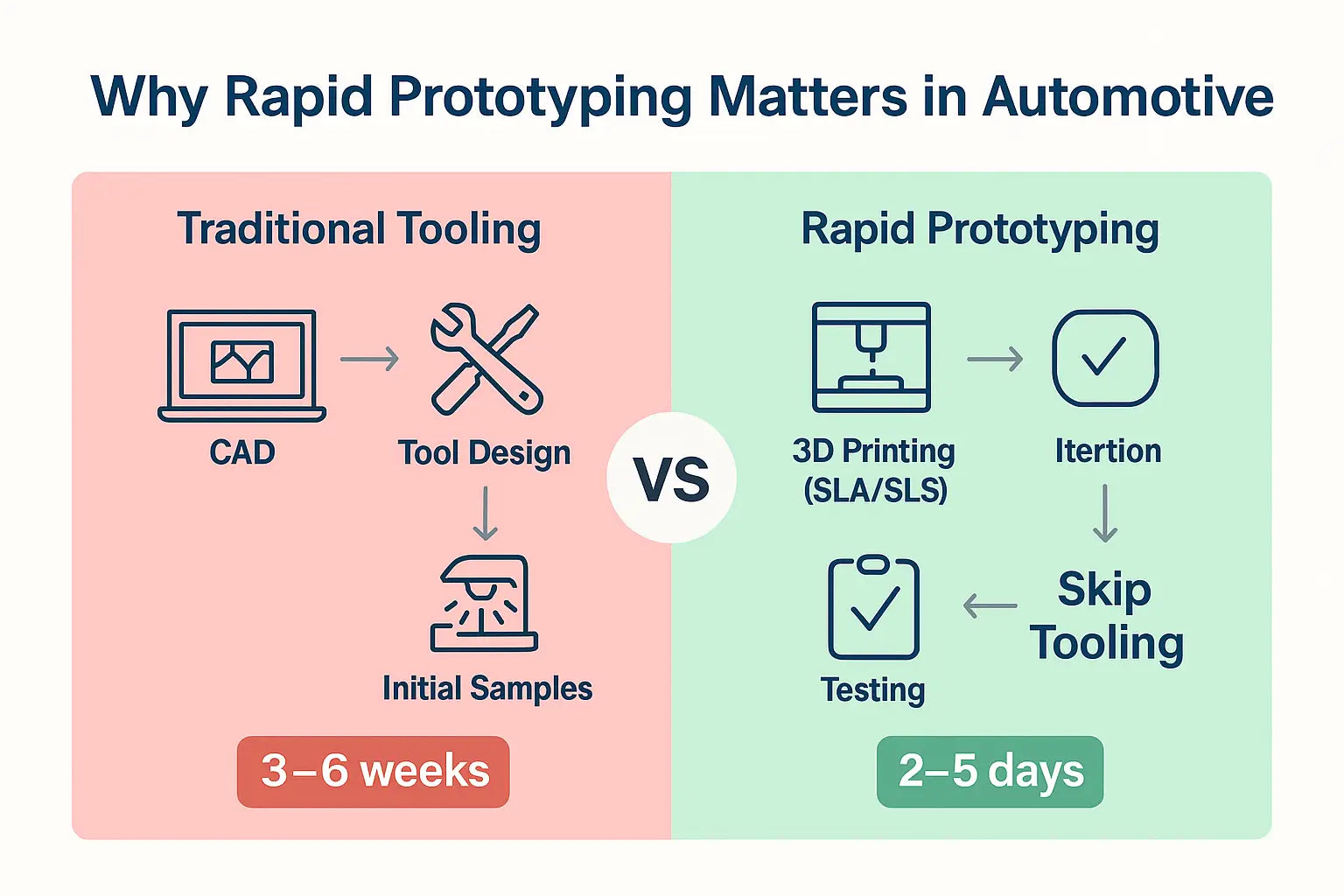Comparison of traditional tooling vs rapid prototyping lead times
