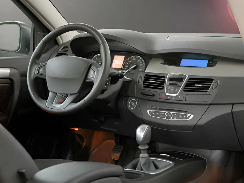 A view of a car interior highlighting the dashboard and center console, ideal for SLA or CNC rapid prototyping.