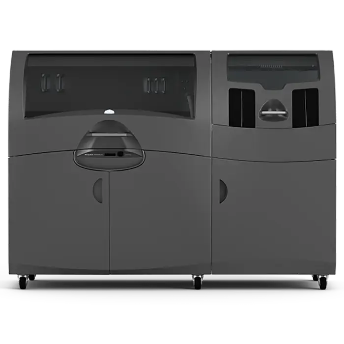 A detailed photograph of the 3D Systems ProJet CJP 660Pro full color 3D printer, using ColorJet technology with gypsum-based powder for high-quality figurines and architectural models.